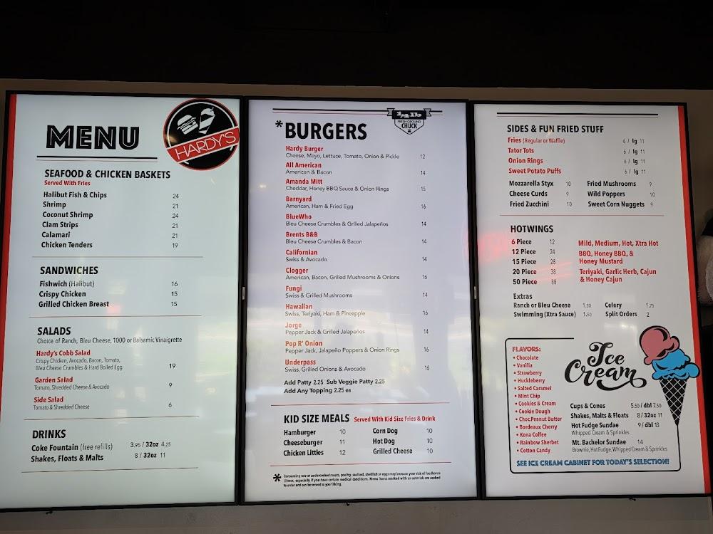 Hardy's Hotwings, Burgers & Ice Cream Menu image 1